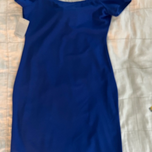 NWT bebe Royal Blue Off Shoulders Tie-Front Mini Dress - Picture 4 of 5